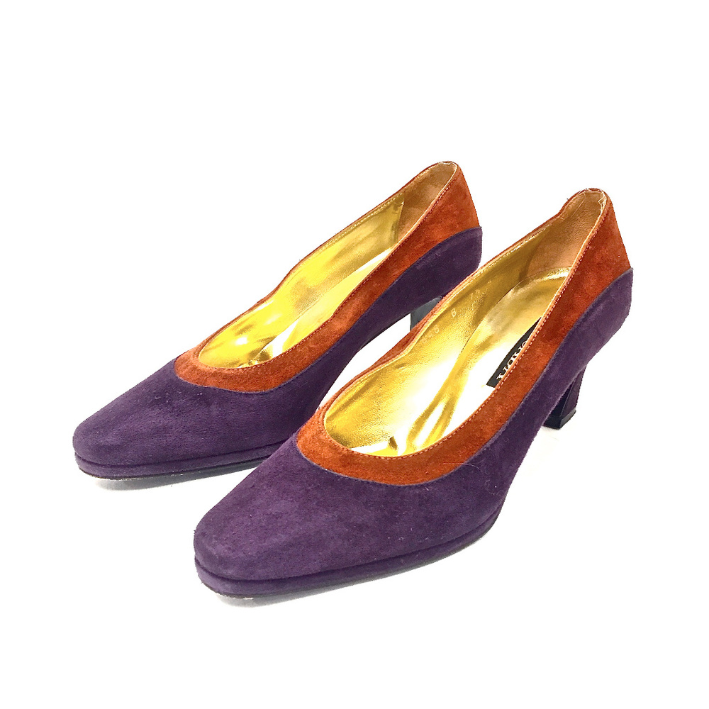 🧡VTG Escada Purple/Orange Suede Pumps Sz 7.5 🧡 - Picture 2 of 8